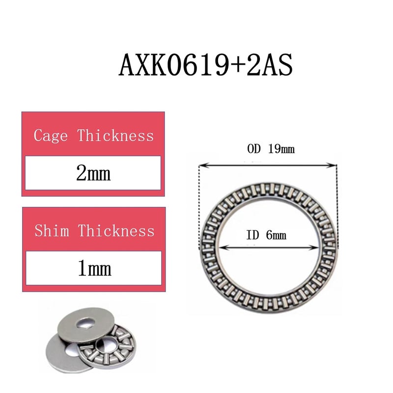 RPS-IND 2 PCS AXK0619 High Precision Thrust Needle Roller Bearings with Washers - Bearing Steel Material - Image 2